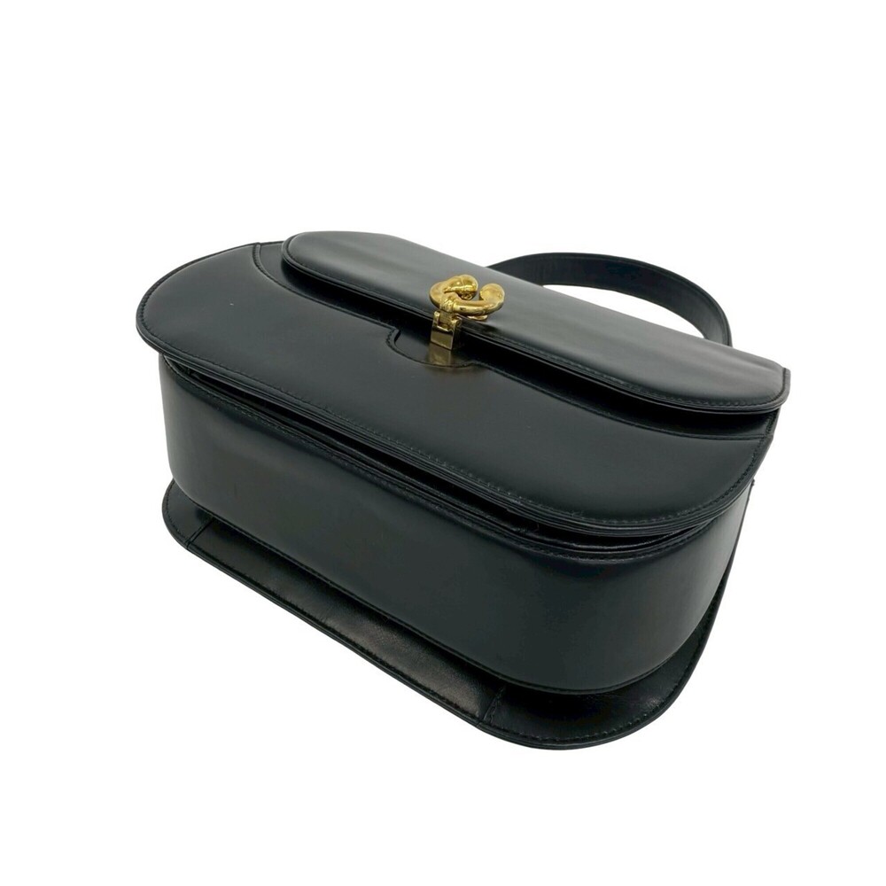 GUCCI Vintage Black Leather Horseshoe Shoulder Bag - Picture 8 of 10